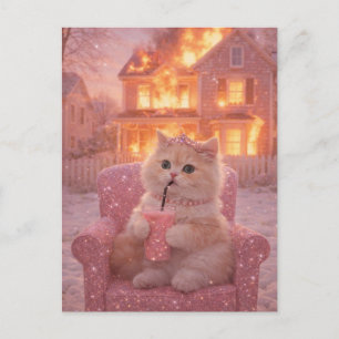 Calm Princess Cat During Total Chaos Postcard