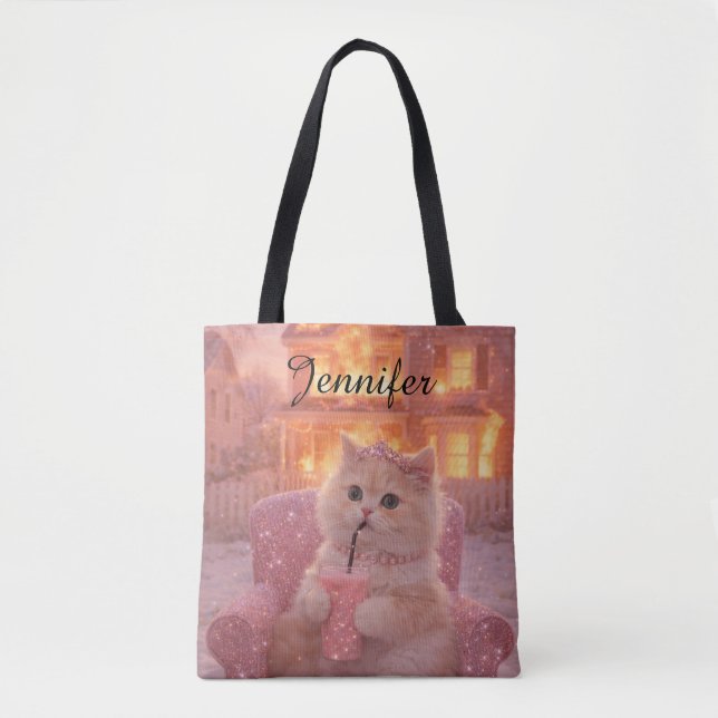 Calm Princess Cat During Total Chaos               Tote Bag (Front)
