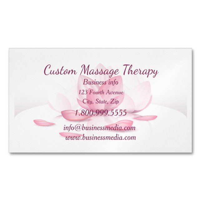 Calm Quiet Beautiful Peaceful Lotus Flower Magnetic Business Card (Front)