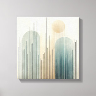 Calm Rainfall Lines with Minimal Earthy Blue Tones Canvas Print