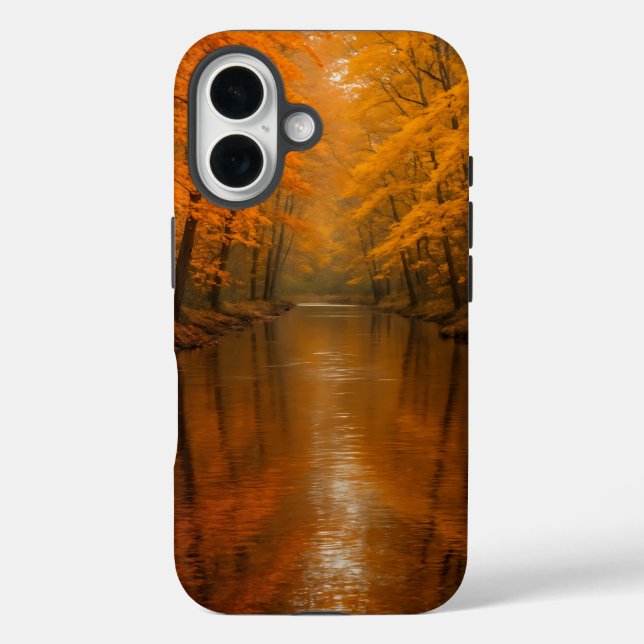 Calm river flowing through autumn forest Case-Mate iPhone case (Back)