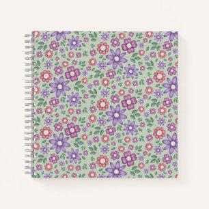 calm sage green whimsical floral pattern notebook