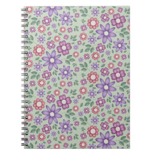 calm sage green whimsical floral pattern notebook