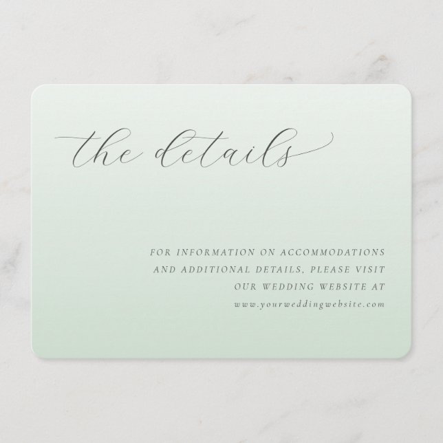 Calm Sage Minimalist Wedding Details Card (Front)