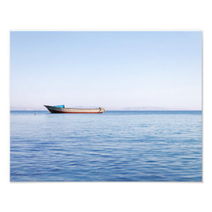 Calm sea boat photo print