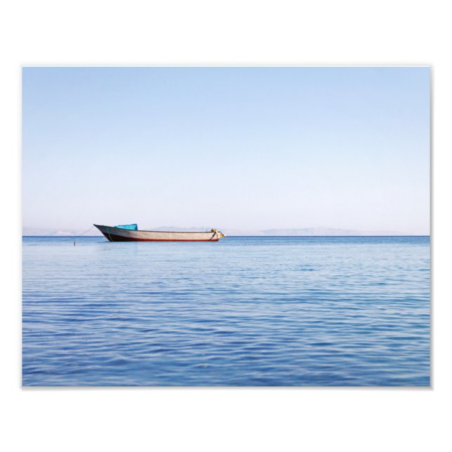 Calm sea boat photo print (Front)