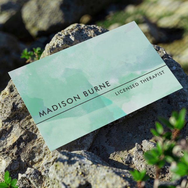 Calm Seafoam Watercolor Business Card (Creator Uploaded)