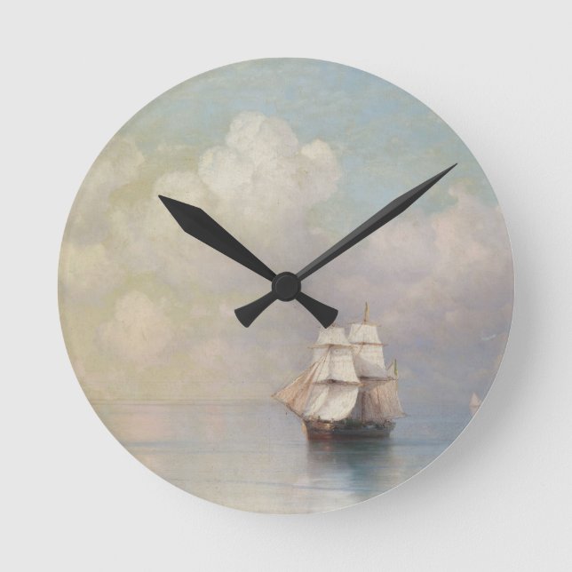 Calm Seas Ivan Aivazovsky seascape waterscape sea Round Clock (Front)