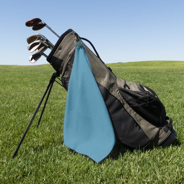 Calm & simple Blue linen textured background  Golf Towel (Green)