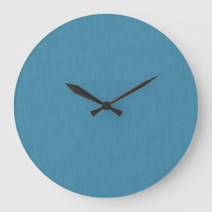 Calm & simple Blue linen textured background  Large Clock