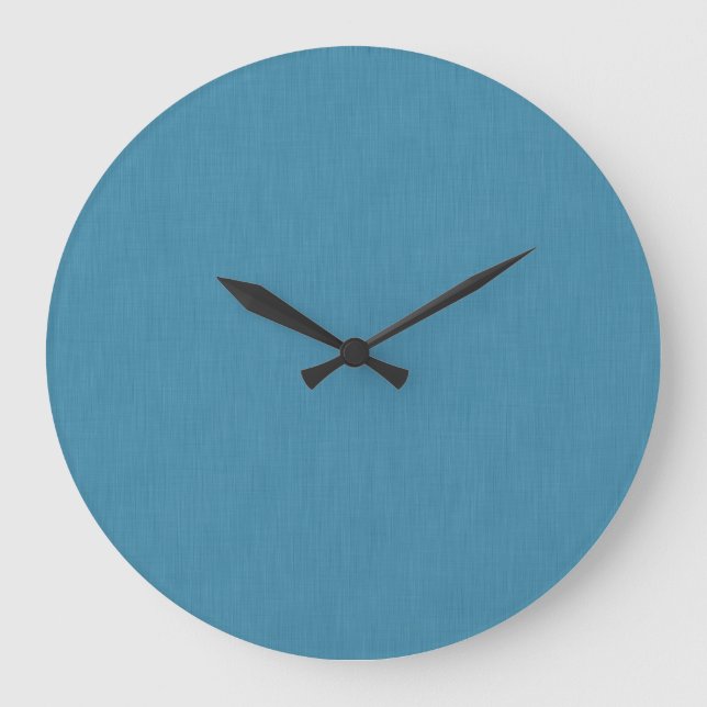 Calm & simple Blue linen textured background  Large Clock (Front)