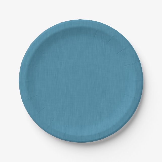 Calm & simple Blue linen textured background  Paper Plate (Front)