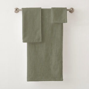 Calm & simple olive green textured background bath towel set
