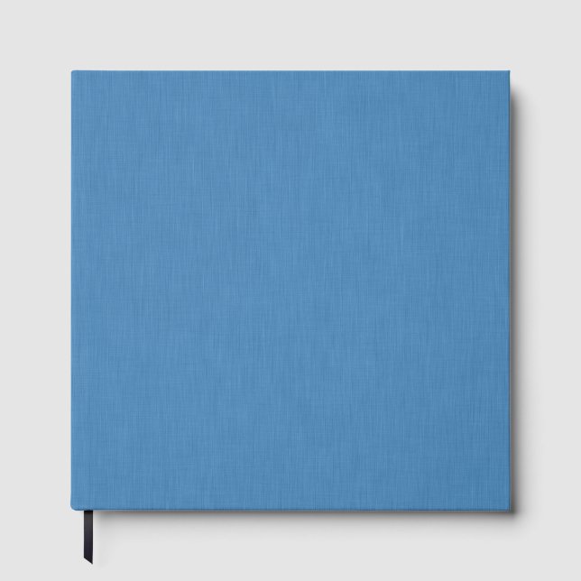 Calm & simple plain blue textured background guest book (Front)