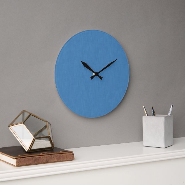 Calm & simple plain blue textured background large clock (Office)