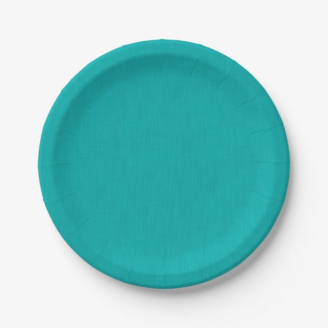 Calm & simple visual teal textured background  paper plate (Front)