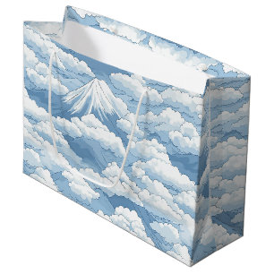 Calm Snowy Mountains Watercolor Blue White Harmony Large Gift Bag