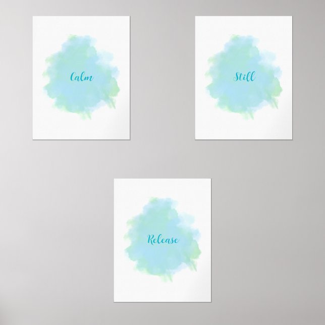 Calm Still Release Wall Art 3 Set Blue Green  (Front)