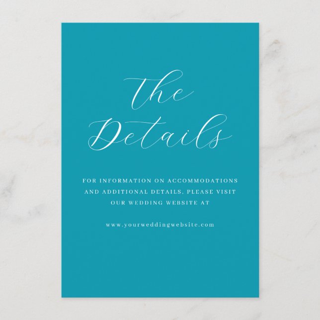 Calm Teal Minimalist Calligraphy Enclosure Card (Front)