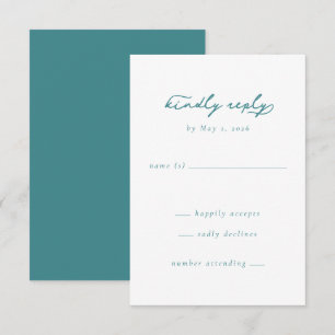 Calm Teal Minimalist Calligraphy RSVP Card