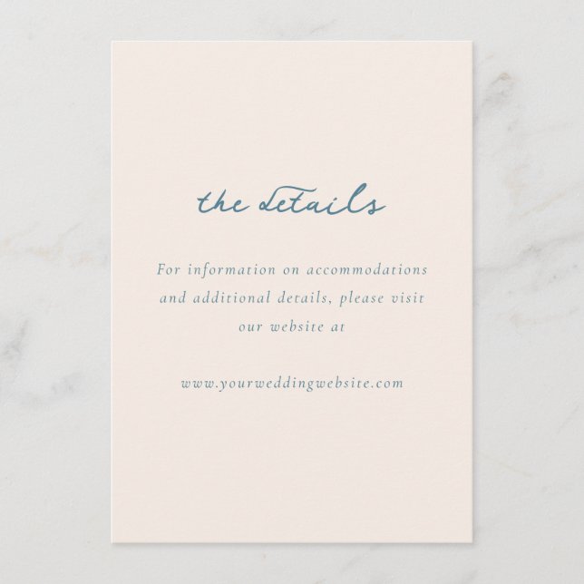 Calm Teal Minimalist Wedding Details Card (Front)