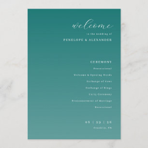 Calm Teal Wedding Ceremony Programme