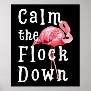 Calm The Flock Down Flamingo Girl Funny Flamingo Poster