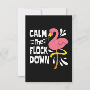 Calm The Flock Down Funny Pink Flamingo RSVP Card