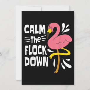 Calm The Flock Down Funny Pink Flamingo Thank You Card