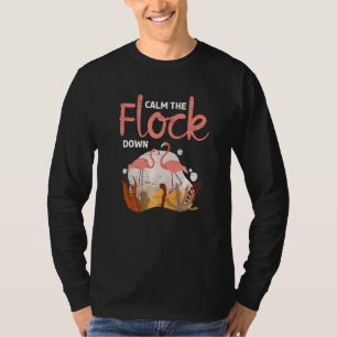 Calm The Flock Down Ladys Melanin Flamingo T-Shirt