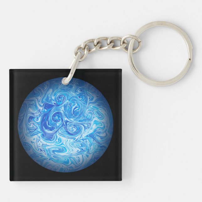 Calm Tide Fluid Art Keychain (Back)