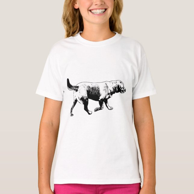 Calm Walking Labrador Ink Art Tee (Front)