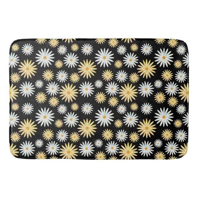 Calm Watercolour April Daisies Pattern Bath Mat (Front)