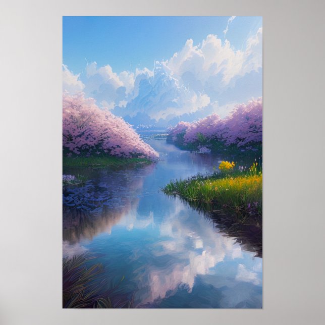 Calm Waters and Sakura Delights Poster (Front)
