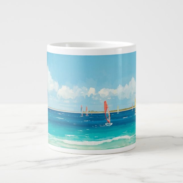Calm Windsurf Scene Large Coffee Mug (Front)