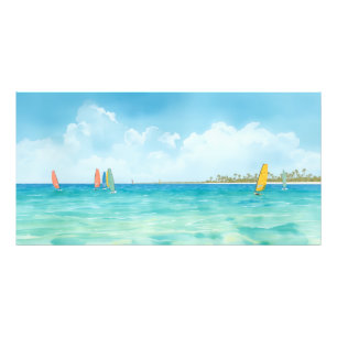 Calm Windsurfers on the Sea Watercolor Photo Print