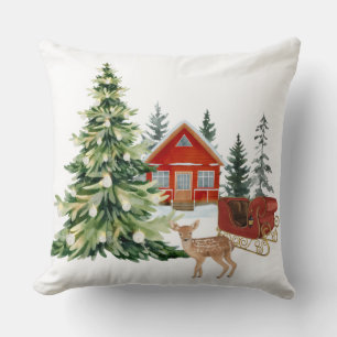 Calm winter home decor inspired by quiet woodland  cushion