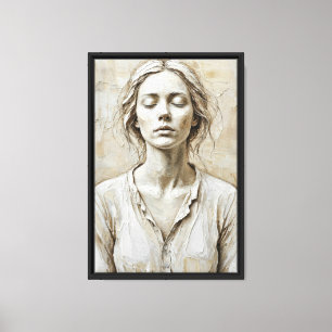 Calm Woman in Earthy Neutrals Canvas Print