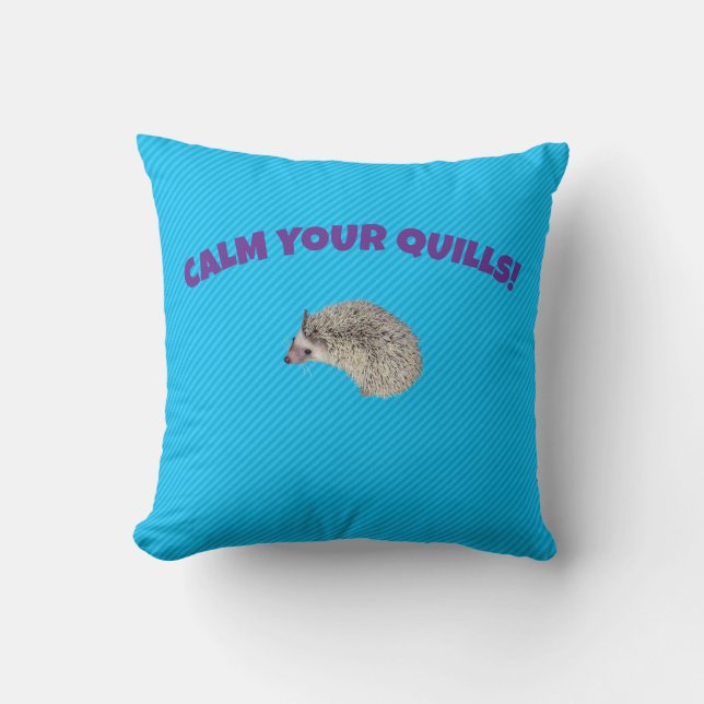 Calm your quills hedgehog pillow (Front)
