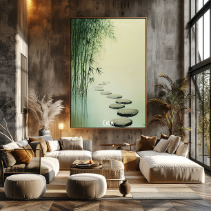 Calming Bamboo Forest and Stone Path Poster