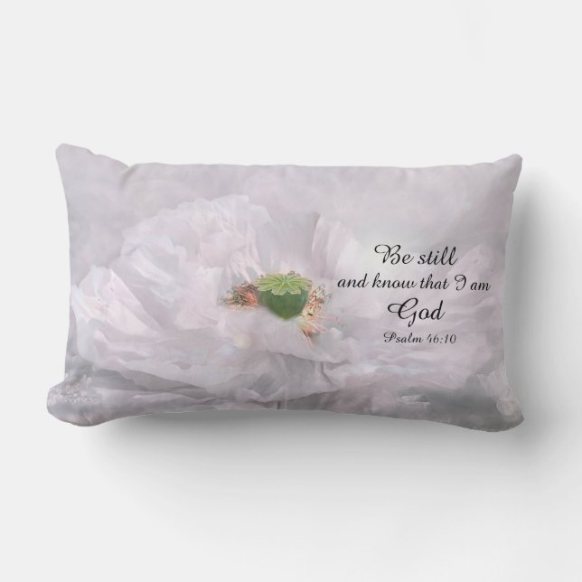 Calming Blossom with a Bible message Lumbar Cushion (Front)