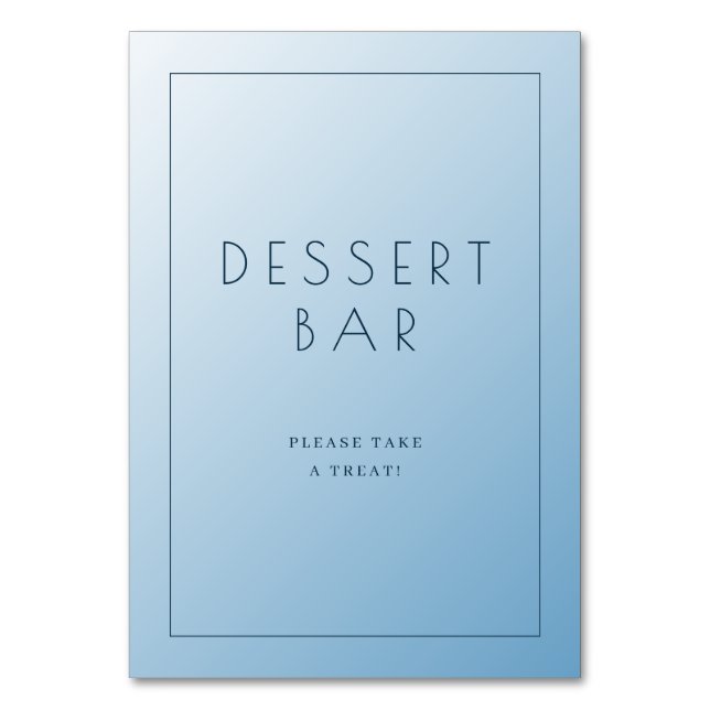 Calming Blue Minimalist Dessert Bar Sign Table Number (Front)