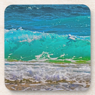 Calming Blue Ocean Waves Beach Art Coaster