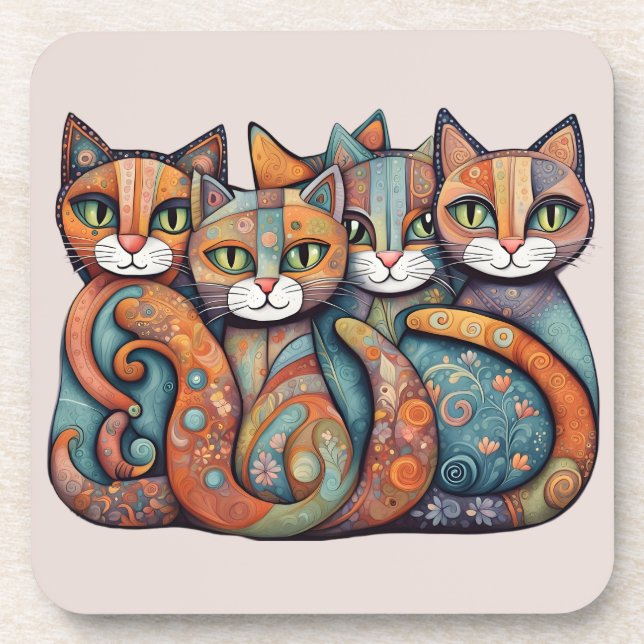 calming cats 3 coaster set (Front)