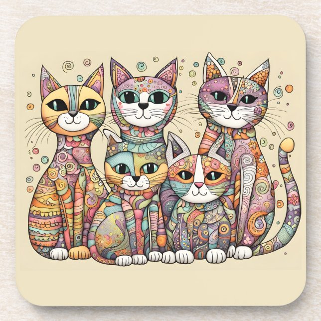 calming cats coaster set (Front)