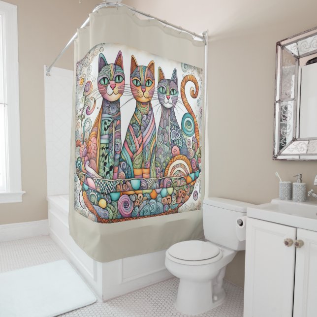 calming cats shower curtain (In Situ)