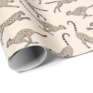 Calming cheetah leopard neutral warm beige cream wrapping paper