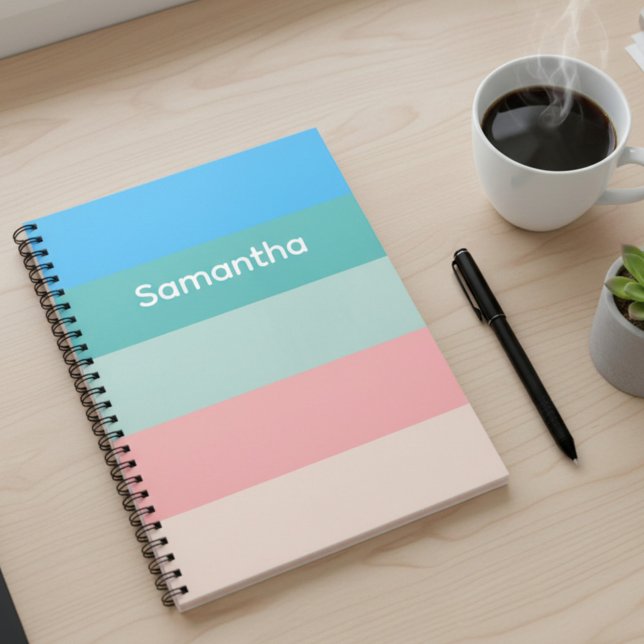 Calming Colour Block Striped Custom Notebook (Creator Uploaded)