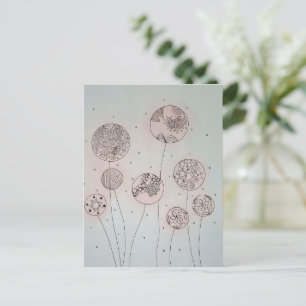 Calming Garden Spheres Mixed Media Postcard