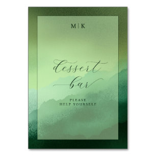 Calming Green Watercolor Dessert Bar Sign Table Number